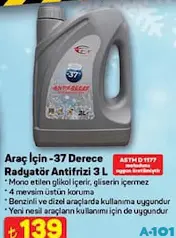 ARAÇ İÇİN -37 DERECE RADYATÖR ANTİFRİZİ 3 L ARAÇ İÇİN -37 DERECE RADYATÖR ANTİFRİZİ 3 L